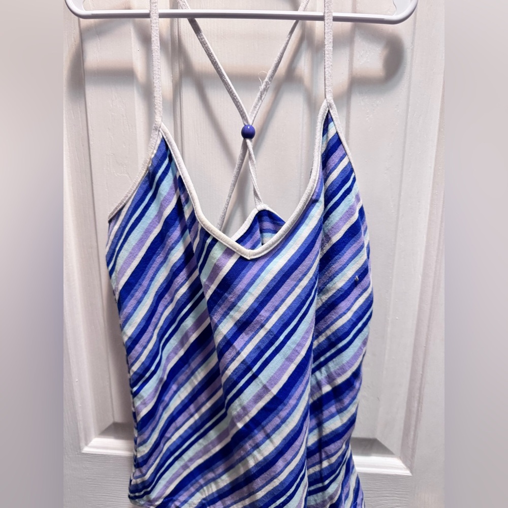 Energie Blue and White Striped Tank Top